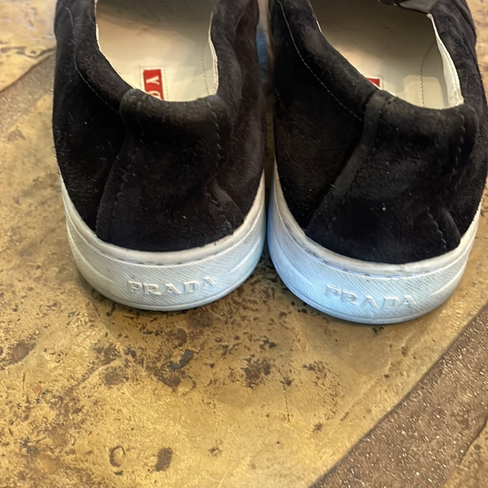 Prada black suede slip on sneakers - Picture 2 of 4